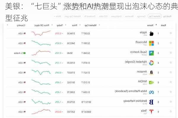 美银：“七巨头”涨势和AI热潮显现出泡沫心态的典型征兆-第3张图片-苏希特新能源