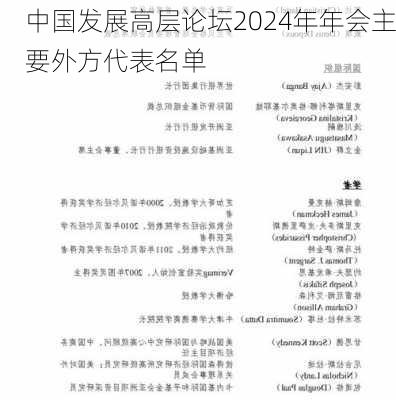 中国发展高层论坛2024年年会主要外方代表名单-第1张图片-苏希特新能源