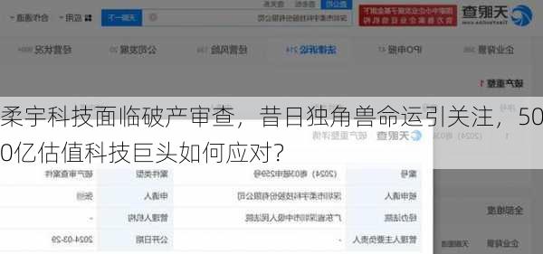 柔宇科技面临破产审查，昔日独角兽命运引关注，500亿估值科技巨头如何应对？