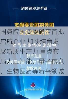 国务院国资委确定首批启航企业 加快培育发展新质生产力 重点布局人工智能、量子信息、生物医药等新兴领域-第1张图片-苏希特新能源