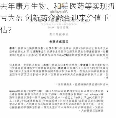 去年康方生物、和铂医药等实现扭亏为盈 创新药企能否迎来价值重估？-第3张图片-苏希特新能源