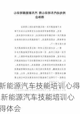 新能源汽车技能培训心得,新能源汽车技能培训心得体会