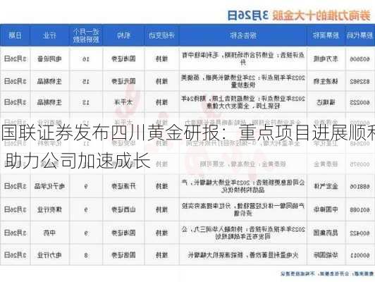 国联证券发布四川黄金研报：重点项目进展顺利 助力公司加速成长-第2张图片-苏希特新能源