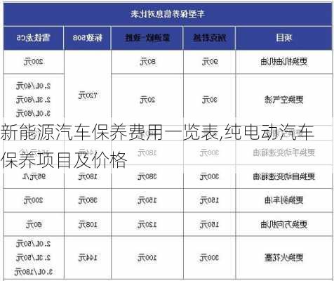 新能源汽车保养费用一览表,纯电动汽车保养项目及价格-第3张图片-苏希特新能源