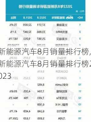 新能源汽车8月销量排行榜,新能源汽车8月销量排行榜2023-第1张图片-苏希特新能源