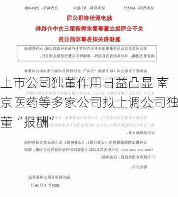 上市公司独董作用日益凸显 南京医药等多家公司拟上调公司独董“报酬”-第2张图片-苏希特新能源