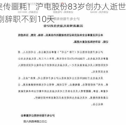 突传噩耗！沪电股份83岁创办人逝世 刚辞职不到10天-第2张图片-苏希特新能源