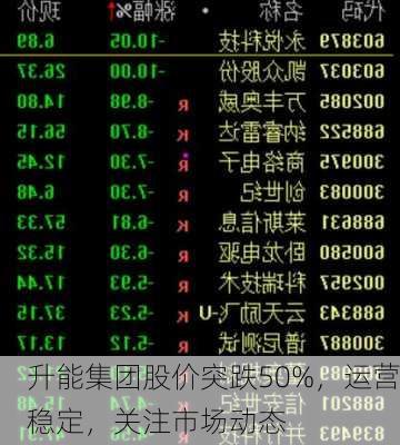 升能集团股价突跌50%，运营稳定，关注市场动态