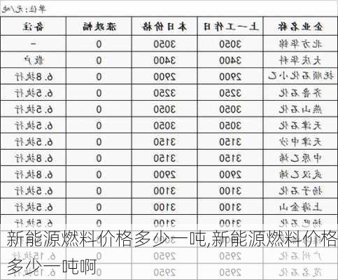 新能源燃料价格多少一吨,新能源燃料价格多少一吨啊