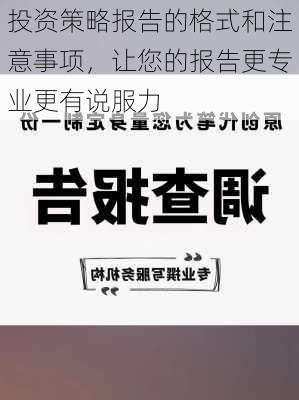 投资策略报告的格式和注意事项，让您的报告更专业更有说服力-第2张图片-苏希特新能源