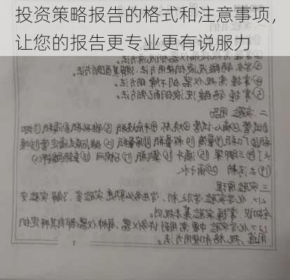 投资策略报告的格式和注意事项，让您的报告更专业更有说服力-第3张图片-苏希特新能源