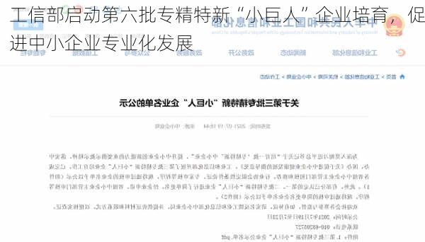 工信部启动第六批专精特新“小巨人”企业培育，促进中小企业专业化发展-第1张图片-苏希特新能源