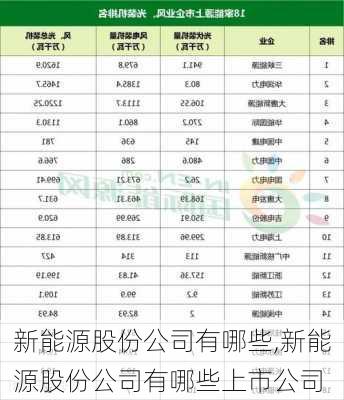 新能源股份公司有哪些,新能源股份公司有哪些上市公司