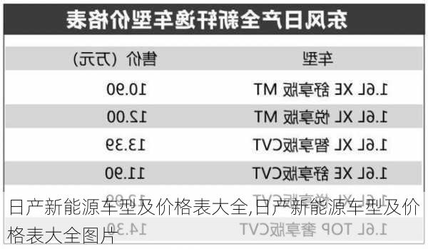 日产新能源车型及价格表大全,日产新能源车型及价格表大全图片-第3张图片-苏希特新能源