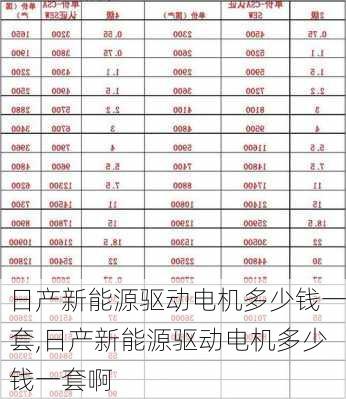 日产新能源驱动电机多少钱一套,日产新能源驱动电机多少钱一套啊