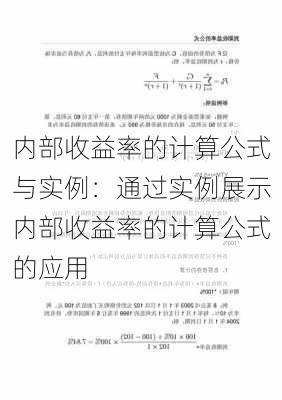 内部收益率的计算公式与实例：通过实例展示内部收益率的计算公式的应用