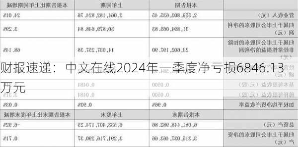 财报速递：中文在线2024年一季度净亏损6846.13万元-第2张图片-苏希特新能源