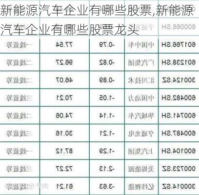 新能源汽车企业有哪些股票,新能源汽车企业有哪些股票龙头-第2张图片-苏希特新能源