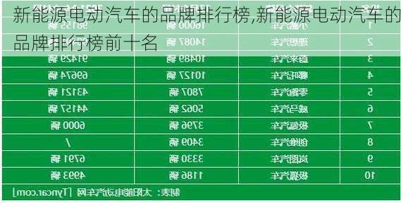 新能源电动汽车的品牌排行榜,新能源电动汽车的品牌排行榜前十名