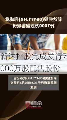 新达控股完成发行7000万股配售股份-第2张图片-苏希特新能源