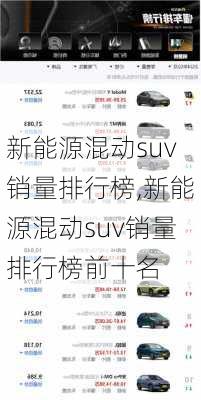 新能源混动suv销量排行榜,新能源混动suv销量排行榜前十名-第2张图片-苏希特新能源