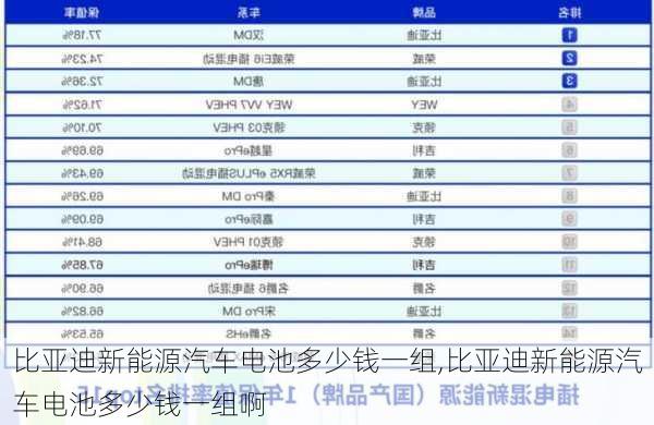 比亚迪新能源汽车电池多少钱一组,比亚迪新能源汽车电池多少钱一组啊-第1张图片-苏希特新能源