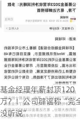 基金经理年薪封顶120万？！公司辟谣称“完全没听说”-第3张图片-苏希特新能源