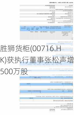 胜狮货柜(00716.HK)获执行董事张松声增持500万股-第1张图片-苏希特新能源