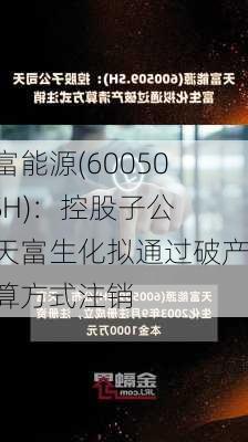 天富能源(600509.SH)：控股子公司天富生化拟通过破产清算方式注销