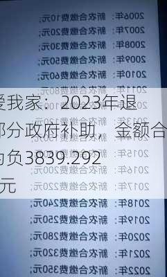 我爱我家：2023年退回部分政府补助，金额合计为负3839.2929万元