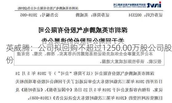 英威腾：公司拟回购不超过1250.00万股公司股份