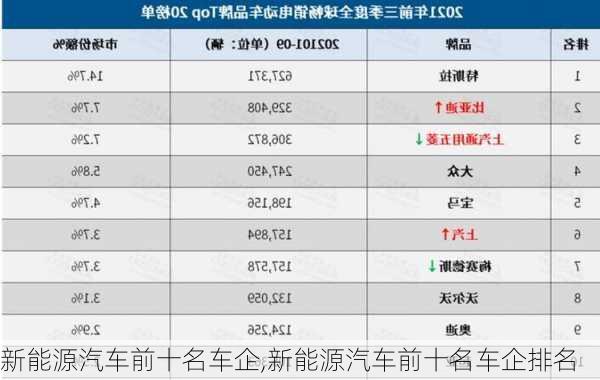 新能源汽车前十名车企,新能源汽车前十名车企排名-第3张图片-苏希特新能源