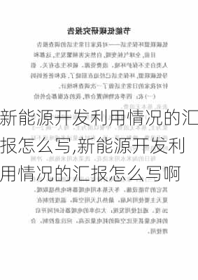 新能源开发利用情况的汇报怎么写,新能源开发利用情况的汇报怎么写啊-第1张图片-苏希特新能源