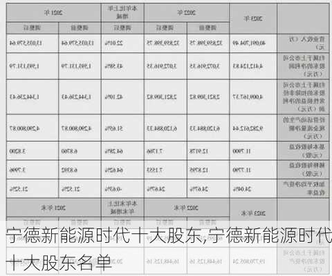 宁德新能源时代十大股东,宁德新能源时代十大股东名单