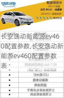 长安逸动新能源ev460配置参数,长安逸动新能源ev460配置参数表-第2张图片-苏希特新能源