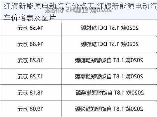 红旗新能源电动汽车价格表,红旗新能源电动汽车价格表及图片