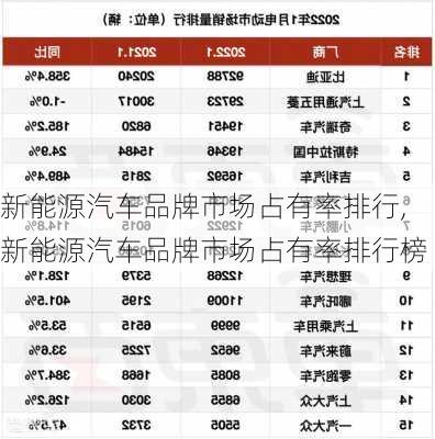 新能源汽车品牌市场占有率排行,新能源汽车品牌市场占有率排行榜-第3张图片-苏希特新能源