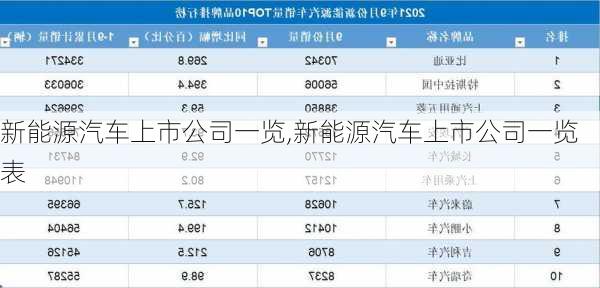 新能源汽车上市公司一览,新能源汽车上市公司一览表-第2张图片-苏希特新能源