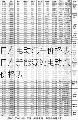 日产电动汽车价格表,日产新能源纯电动汽车价格表