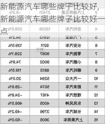 新能源汽车哪些牌子比较好,新能源汽车哪些牌子比较好一点