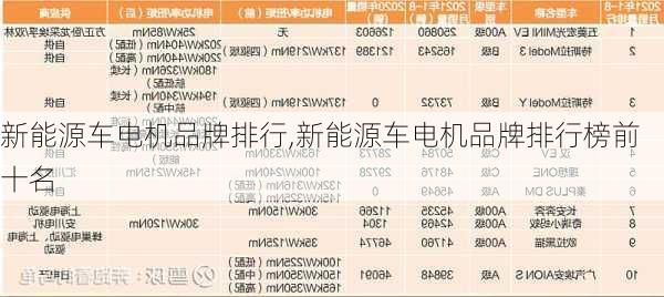 新能源车电机品牌排行,新能源车电机品牌排行榜前十名