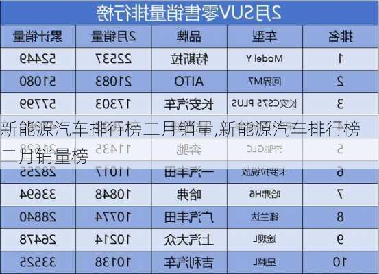 新能源汽车排行榜二月销量,新能源汽车排行榜二月销量榜-第3张图片-苏希特新能源