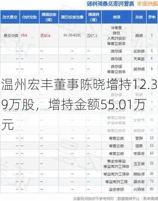 温州宏丰董事陈晓增持12.39万股，增持金额55.01万元-第1张图片-苏希特新能源