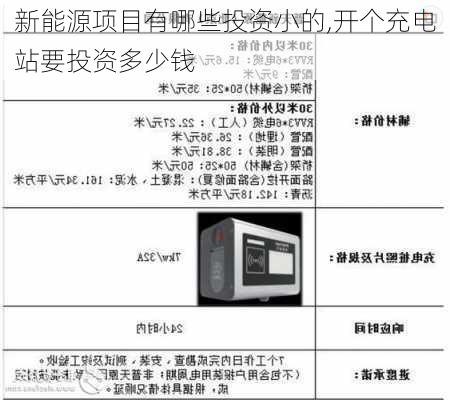 新能源项目有哪些投资小的,开个充电站要投资多少钱-第3张图片-苏希特新能源