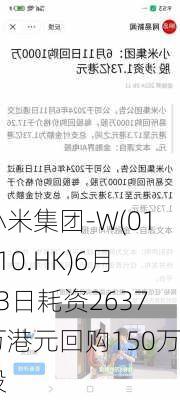 小米集团-W(01810.HK)6月13日耗资2637万港元回购150万股-第1张图片-苏希特新能源