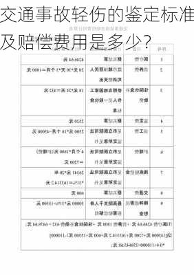 交通事故轻伤的鉴定标准及赔偿费用是多少？-第1张图片-苏希特新能源