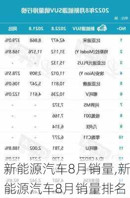 新能源汽车8月销量,新能源汽车8月销量排名-第3张图片-苏希特新能源