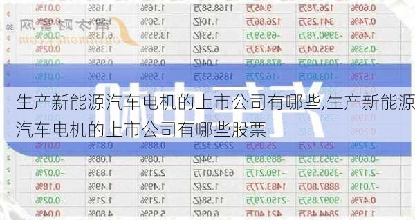 生产新能源汽车电机的上市公司有哪些,生产新能源汽车电机的上市公司有哪些股票