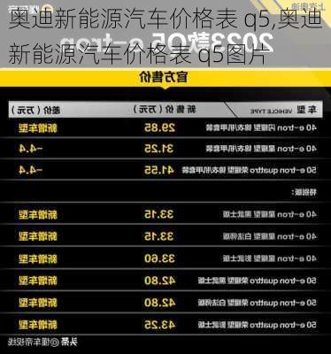 奥迪新能源汽车价格表 q5,奥迪新能源汽车价格表 q5图片