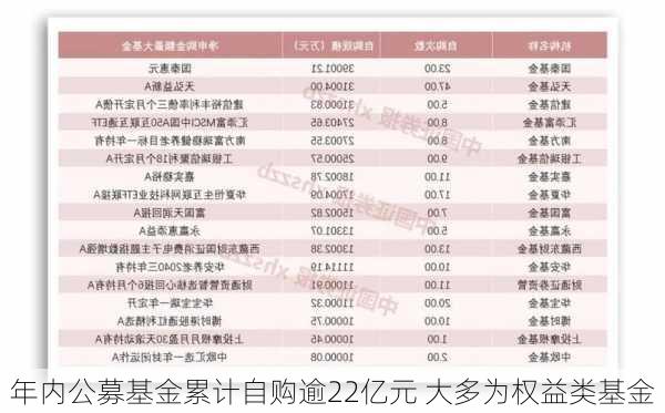 年内公募基金累计自购逾22亿元 大多为权益类基金-第2张图片-苏希特新能源